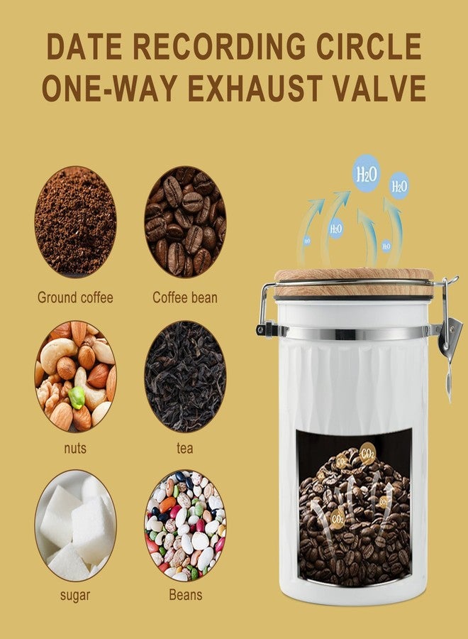 TEDSWAIT Coffee Container with Sealed Cantilever Lid and Scoop, Airtight Stainless Steel Kitchen Food Storage Canister with Date Tracker, 1.8L(White) - Image 3